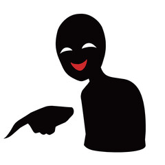 指を指す悪人イメージのシルエットの人物イラスト素材