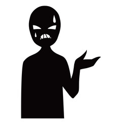 焦る悪人イメージのシルエットの人物イラスト素材
