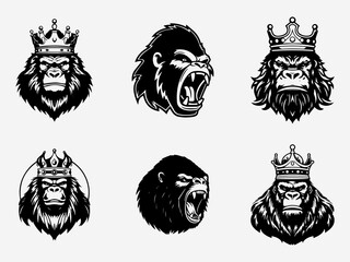 Hand drawn gorilla logo design, embodying the essence of the wild. With its striking presence, it symbolizes leadership, intelligence, and the untamed spirit of the animal kingdom. Generative AI