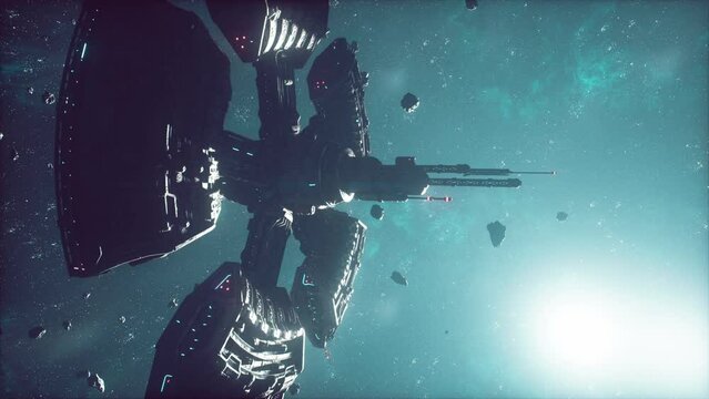 UFO journeys through the void of outer space