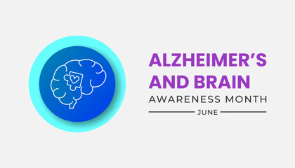 Alzheimer's and Brain awareness month is observed every year in June. Progressive brain disorder that slowly destroys memory and thinking skills. Vector illustration and template design