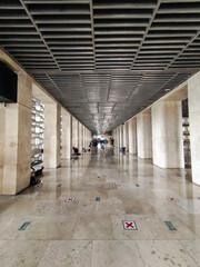 The View of the interior of the Istiqlal mosque when Friday prayers are held