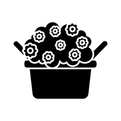 Solid FLOWER BASKET design vector icon design vector line icon svg