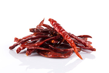 dried chili on white background