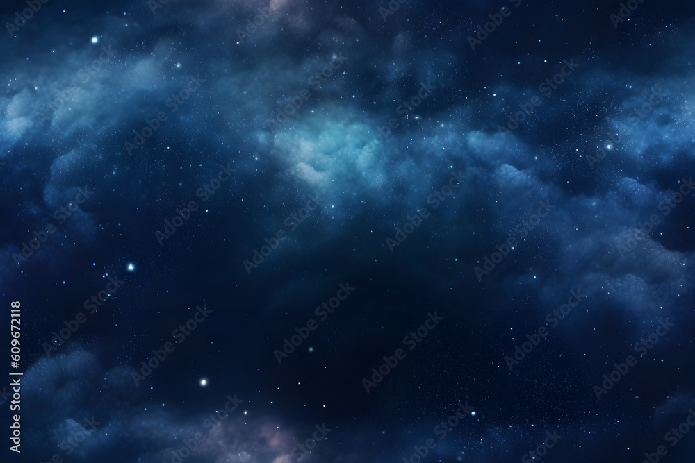 Wall mural seamless texture and full-frame background of starry night sky, neural network generated image