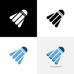 Art illustration design sport logo concept icon with silhouette of badminton