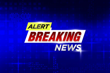 Breaking News Alert screen saver on blue abstract background
