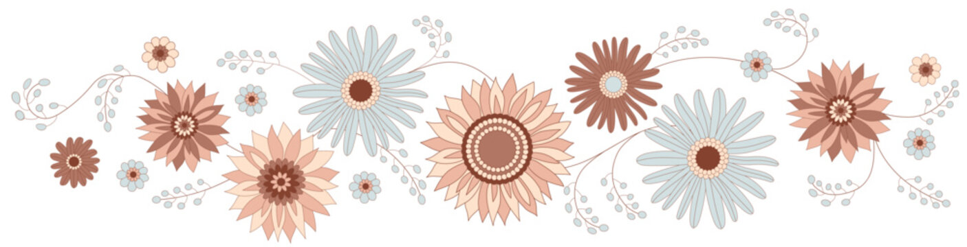 Decorative floral border in retro style