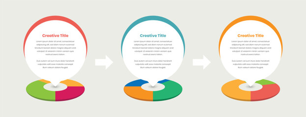 Data presentation business infographic template with perspective pie chart