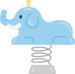 公園にある、象のスプリング遊具のイラスト