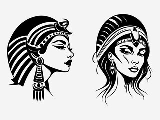 Fototapeta premium Cleopatra hand drawn logo design illustration Generative AI