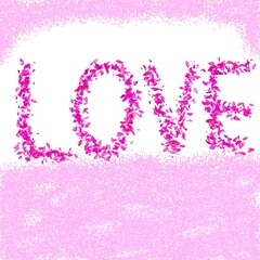 Love pink on isolate white background 