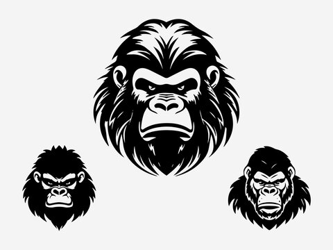 Captivating hand drawn gorilla logo design, featuring bold lines and fierce expression, representing resilience, determination, and primal instincts Generative AI