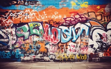 Crédence de cuisine en verre imprimé Graffiti Urban colourful Graffiti Wall Backdrop.