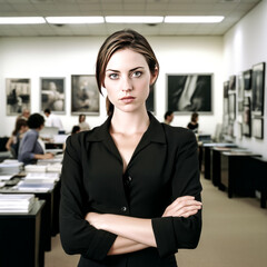 A young businesswoman looks at the camera with confidence and determination. - generative ai.