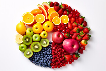 Naklejka na ściany i meble Colorful Fruits, Generative AI