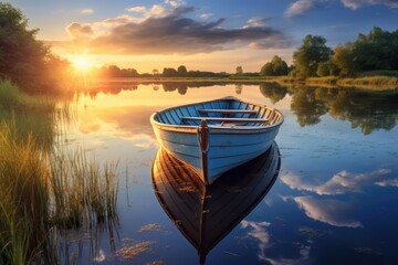 Obraz premium sunset_on_the_lake_with_boat