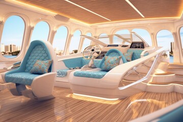 Fototapeta premium boat_with_two_seats_and_leather_seats