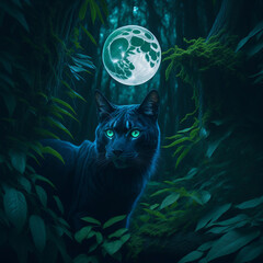 halloween cat on the moon