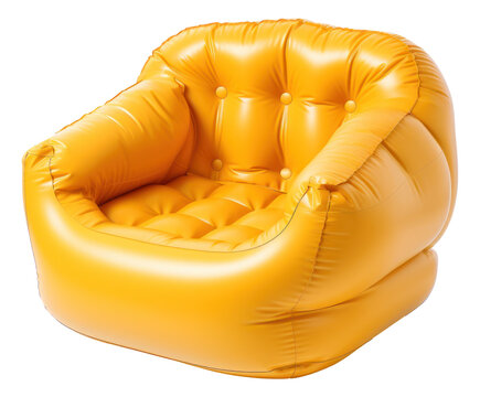 Yellow inflatable air sofa seat isolated. Generative AI.