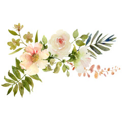 Rose flower watercolor bouquet - 609677931