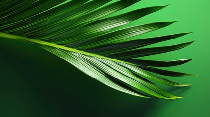 Green leaf of palm tree on , background, Bright color. Generative Ai
