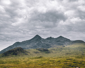 a scenic panoramic view of mountains tops in the Scottish highlands