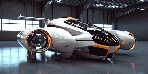 Fototapeta premium Conceptual design of a futuristic vehicle. Generative AI