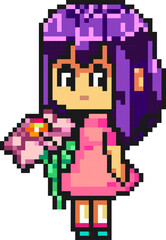 Obraz premium Pixel Art Girl With Flower