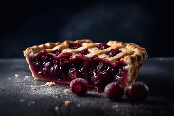 Homemade delicious and juicy cherry pie. Generative AI. - obrazy, fototapety, plakaty