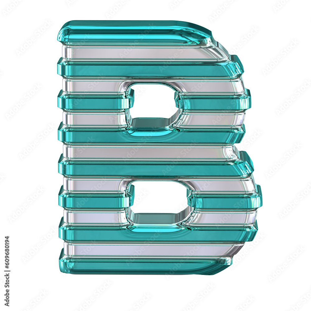 Canvas Prints silver symbol with thin turquoise horizontal straps. letter b