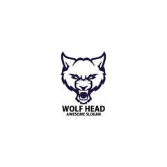 wolf head logo design line color