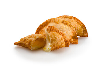 Crunchy hot Cheese Empanada on white background