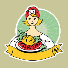 picture of a girl with a dish in her hands