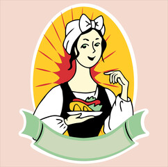 picture of a girl with a dish in her hands