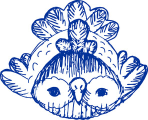 linear hand drawn cute cartoon birds