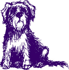 linear hand drawn cute cartoon dog