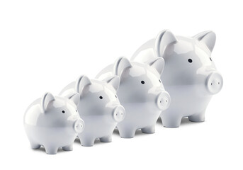 white piggy bank on white background 