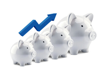 white piggy bank on white background 