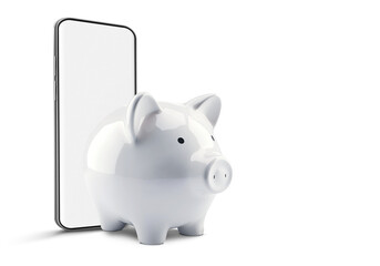white piggy bank on white background 