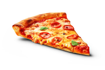 A slice of pepperoni pizza. Ai. Cutout on transparent