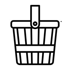 Wood bucket, Wooden bucket, Bucket with handle, Rustic bucket, Vintage bucket Icon lineal