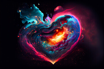 Vibrant color heart illustration. Generative ai.