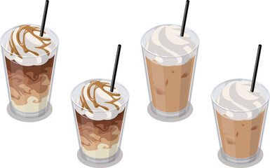 キャラメルマキアートのアイソメトリックベクターイラスト