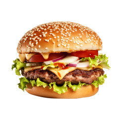 hamburger on a white background generative ai, clipping path, png file