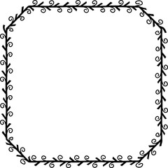 Square Emerald frame spiral leaves wreath vector border floral photo frame black romantic botanical branches decoration wedding anniversary birthday new year newborn Christmas valentine winner award 