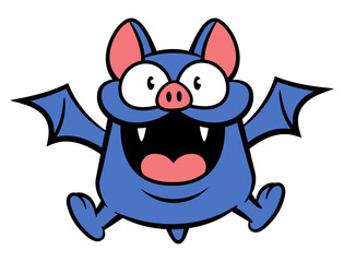Little Vampire Bat cartoon characters laughing and flying. Best for sticker, logo, and mascot with halloween themes for kids
