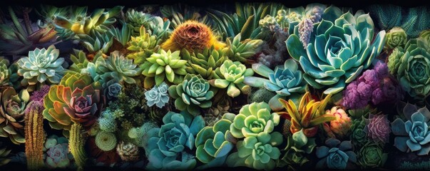 Obraz na płótnie Canvas Arrangement of succulent flowers. Generative AI