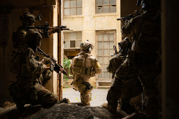 Fototapeta na wymiar Special operations forces, Study geography and plan an attack on the enemy.