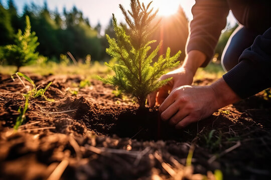 Photo Of A Person Planting A Tree By Kneeling Down